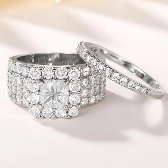 14k white gold  plated diamond ring - Picture 6 of 6